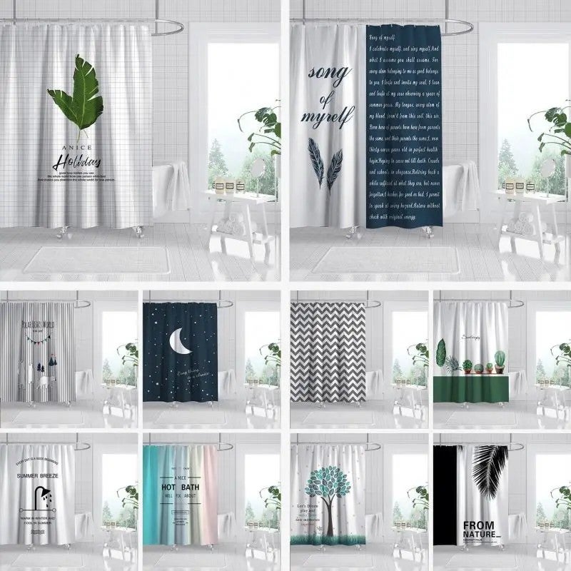 Y&D Top Selling Cortinas De Bano Nordic Green Leaves Bathroom Mat Set With Shower Curtain - Image 4