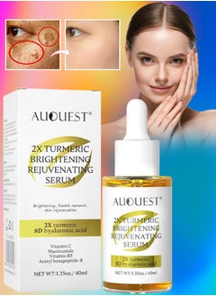AuQuest Turmeric Brightening Rejuvenating Serum Hydrating Moisturizing Skin Brightening Freckle Removal Skin Rejuvenating with 2X Turmeric & 8D Hyaluronic Acid Reduce Dark Spots 40ml  - Image 1