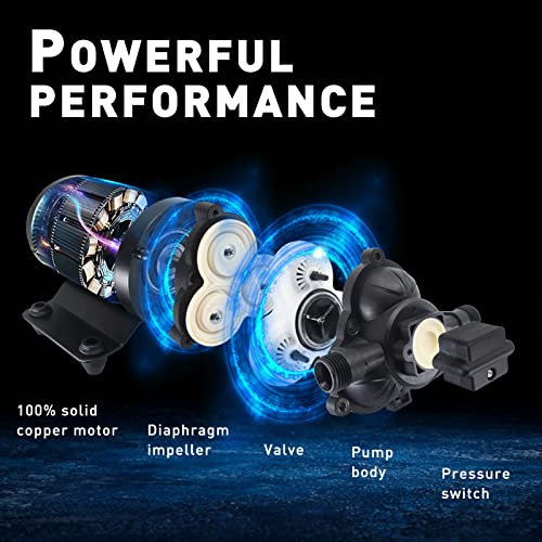 TDRRICH Water Pressure Booster Pump for RV，12V Diaphragm Power Water Pumps 4GPM 45PSI Self-priming Pump,Diaphragm Transfer Pump for Boats Inline Garden Hose Lawn Camper Sprinkler Irrigation - Image 4