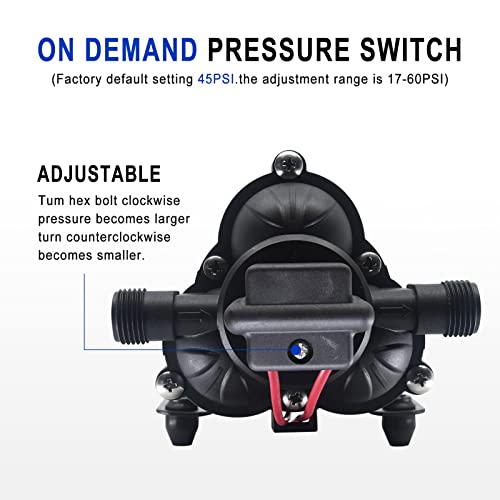 TDRRICH Water Pressure Booster Pump for RV，12V Diaphragm Power Water Pumps 4GPM 45PSI Self-priming Pump,Diaphragm Transfer Pump for Boats Inline Garden Hose Lawn Camper Sprinkler Irrigation - Image 3