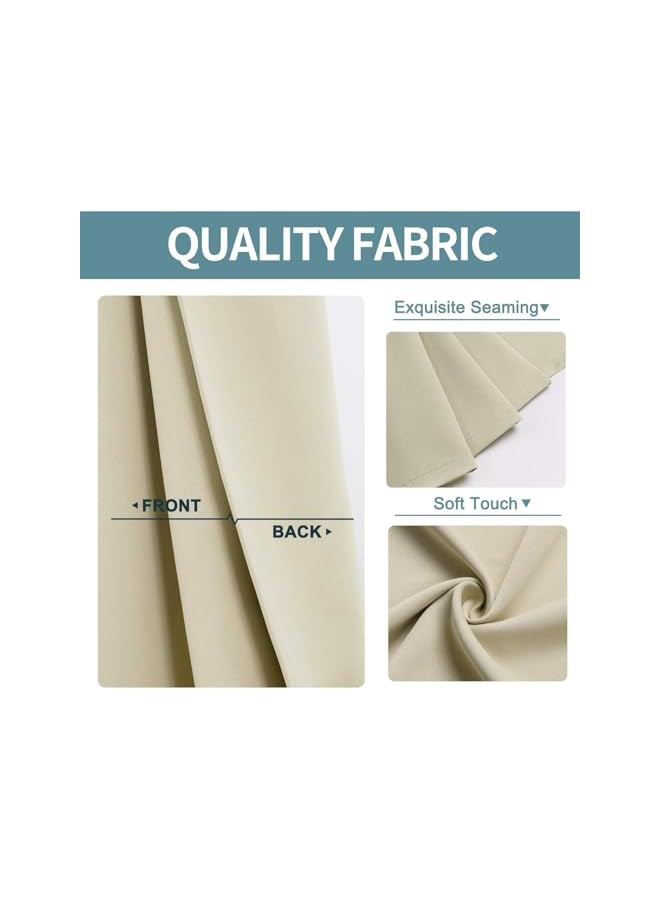 The Bros ستائر وستائر 2 قطعة لغرفة النوم - ستائر تعتيم سوداء صلبة لغرفة المعيشة، ستائر داخلية عازلة حرارية تقلل الضوضاء (150x250 سم بيج) - Image 4