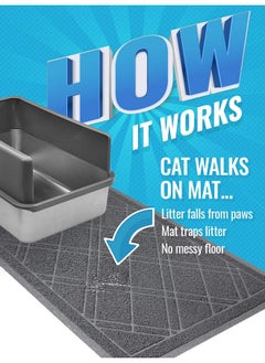 iPrimio Cat Litter Box Mat, 42X36", Gray  Cat Litter Trapping Mat  Mesh Mat Catches Litter  Kitty Litter Mat  Large Cat Litter Mat  Repels Odor, Easy Clean Non Slip Kitty Litter Trapper Mats  - Image 2