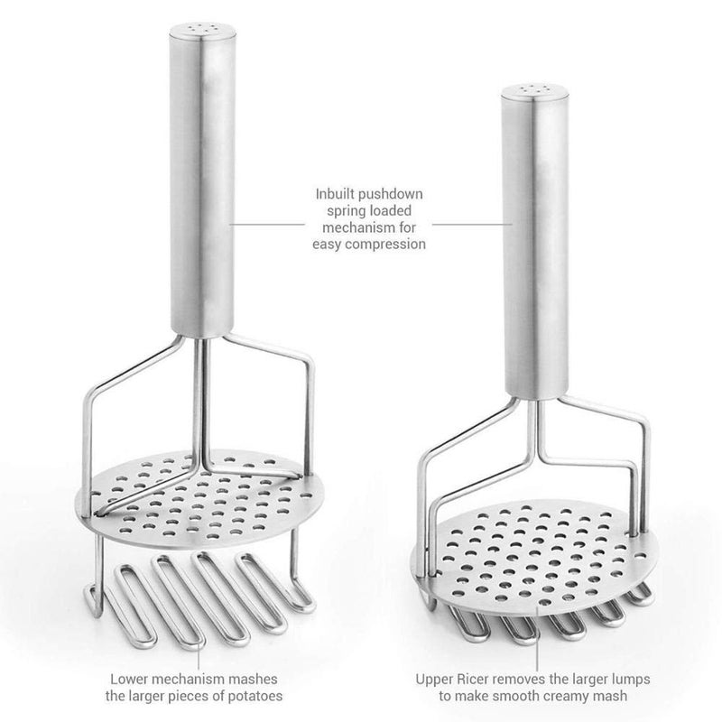 Emergity Stainless Steel Hand PotatoVegetablePav bhaji Masher Silver - Image 2