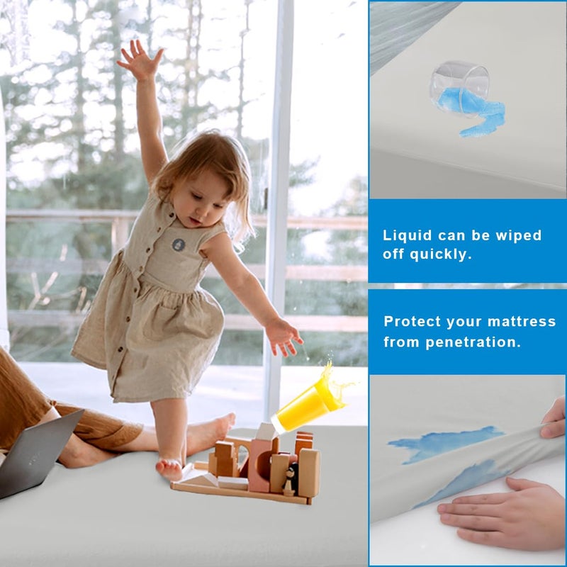 Parkdeny 2 Pack Mattress Protector Full Size 100% Waterproof Fitted Mattress Cover  Breathable Noiseless & Machine Washable Bed Cover Deep Pocket from 5"" to 21""  Bed Protector for Pets Kids Adults Light Grey  - Image 4