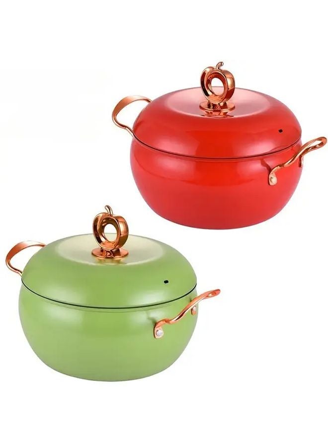 Large 10 24 Inch Red Apple Soup Pot Non Stick Stainless Steel Cookware With Lid - Image 3