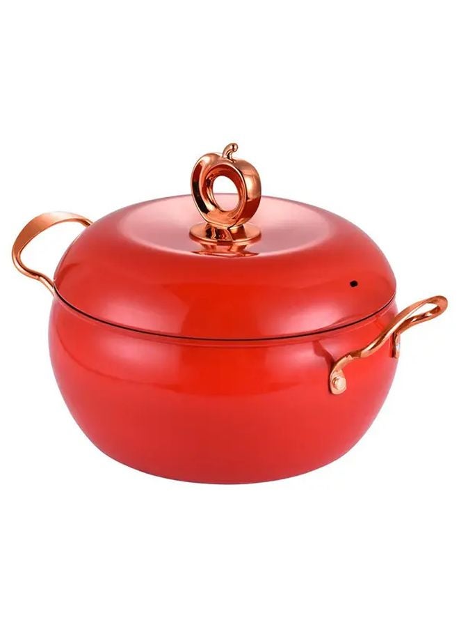 Large 10 24 Inch Red Apple Soup Pot Non Stick Stainless Steel Cookware With Lid - Image 1