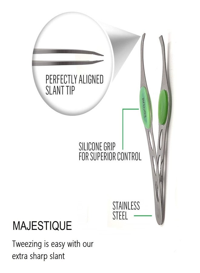 Majestique Eyebrow Pluker with Nail Scissors for Women and Men By Twiser Eyebrows | Cuticle Scissors Tools for Ingrown Hair and Splinters | Facial Twizzer Tools for Eyebrows and Hair Plucker Removal - Gold/Silver 2Pcs - Image 2