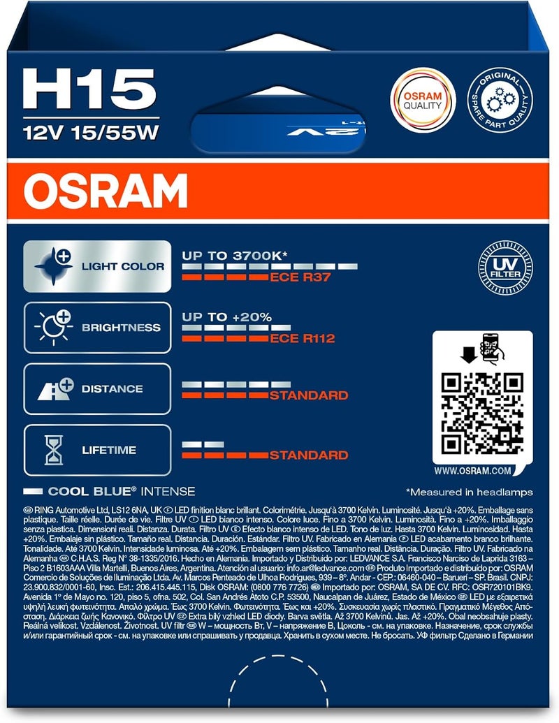 OSRAM COOL BLUE INTENSE H15 Halogen Headlight Lamp Duo Box (2 Lamps) - Image 3