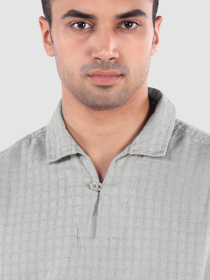 Beyoung Light Grey Pullover Kurta Shirt - Image 4