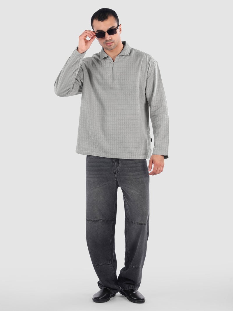 Beyoung Light Grey Pullover Kurta Shirt - Image 5
