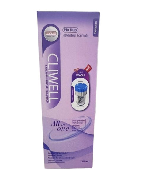 Multi-Purpose Solution All In One and Plastic Contact Lens Cleaning Tool - 250ml