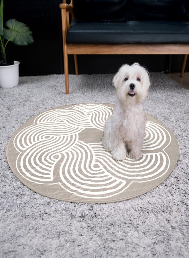 Paw Inspired 2ct Paw Inspired Round Designer Dog Pads | Premium Washable Pee Pads | Reusable Puppy Pads for Potty Training, Whelping, Waterproof Mat | Leakproof, Non-Slip Liner (Tan, 36") - Image 1
