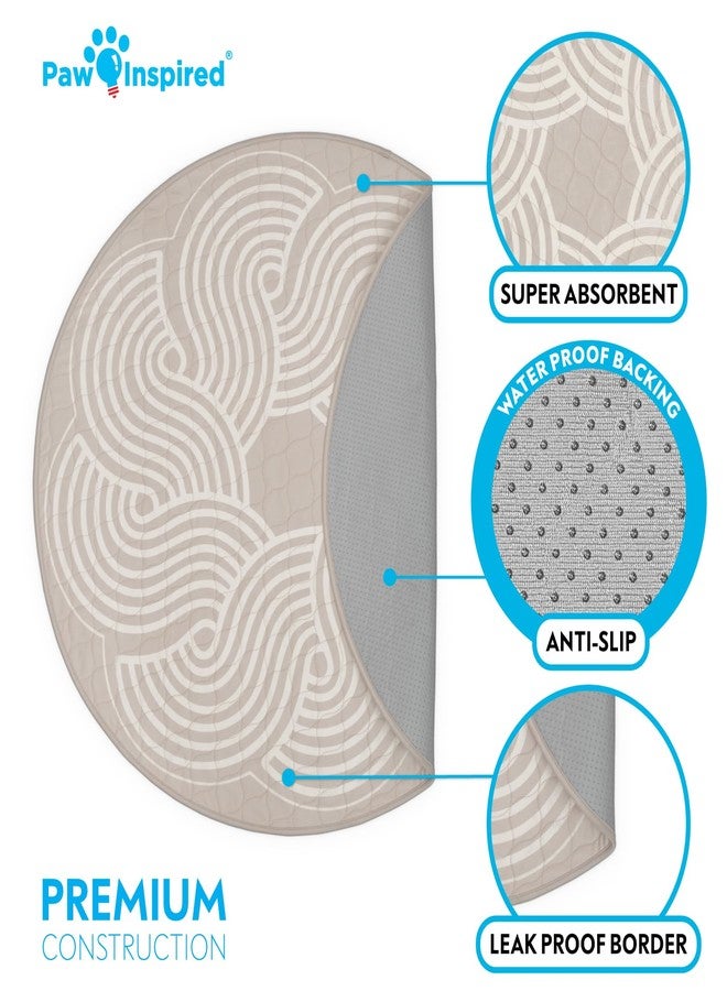 Paw Inspired 2ct Paw Inspired Round Designer Dog Pads | Premium Washable Pee Pads | Reusable Puppy Pads for Potty Training, Whelping, Waterproof Mat | Leakproof, Non-Slip Liner (Tan, 36") - Image 4