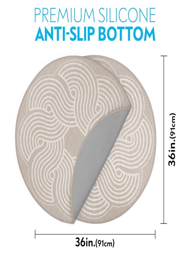 Paw Inspired 2ct Paw Inspired Round Designer Dog Pads | Premium Washable Pee Pads | Reusable Puppy Pads for Potty Training, Whelping, Waterproof Mat | Leakproof, Non-Slip Liner (Tan, 36") - Image 2