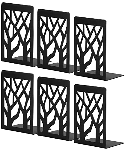 INNÃ”PLUS Book Ends, Bookends, Bookends for Shelves, Bookend, Book Ends for Heavy Books, Black Metal Book Shelf Holder Home Decorative, Book Stoppers for Shelves 3 Pair - Image 1