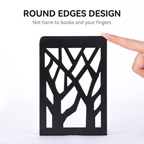 INNÃ”PLUS Book Ends, Bookends, Bookends for Shelves, Bookend, Book Ends for Heavy Books, Black Metal Book Shelf Holder Home Decorative, Book Stoppers for Shelves 3 Pair - Image 3