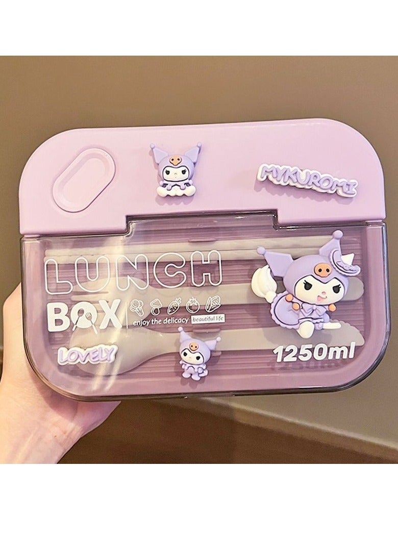 general Kulomie Japanese lunch box, microwave oven, office workers, fat reduction with tableware, grid sealing, portable and portable lunch box, lunch box (1250ml) - Image 1