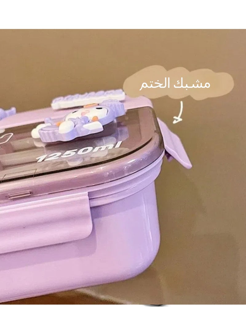 general Kulomie Japanese lunch box, microwave oven, office workers, fat reduction with tableware, grid sealing, portable and portable lunch box, lunch box (1250ml) - Image 3