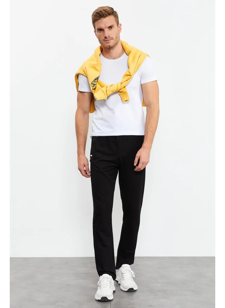 تومي لايف Black-Black Men's Zipper Pocket Slim Cut Classic Leg Tracksuit Bottom-84649