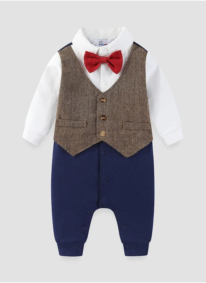 بيبي كلو Tweed Vest Baby Romper with Bow Tie