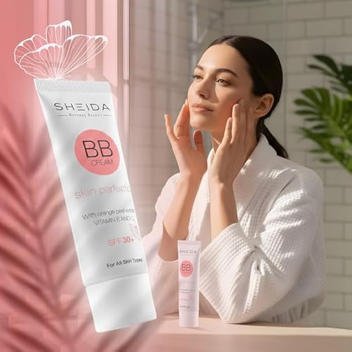 Sheida BB Cream with SPF 30+, Hydrating Daily Tinted Day Cream, Natural Finish, Buildable Light Coverage, 24h Moisture, Vitamin C & E for Even Skin Tone and Radiant Look – 50 ml (Light) - Image 5