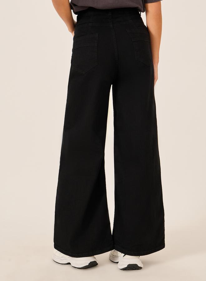 Styli High Rise Wide Leg Jeans with Pockets - Image 4