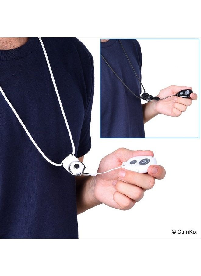 CamKix - 2X CamKix Camera Shutter Remote Control with Bluetooth Wireless Technology - Black+White - Lanyard with Detachable Ring Mount - Pictures/Video Wirelessly at 30 ft Compatible with iPhone/Android - Image 1
