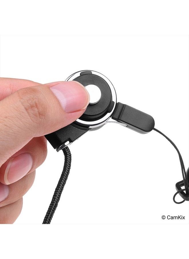 CamKix - 2X CamKix Camera Shutter Remote Control with Bluetooth Wireless Technology - Black+White - Lanyard with Detachable Ring Mount - Pictures/Video Wirelessly at 30 ft Compatible with iPhone/Android - Image 1
