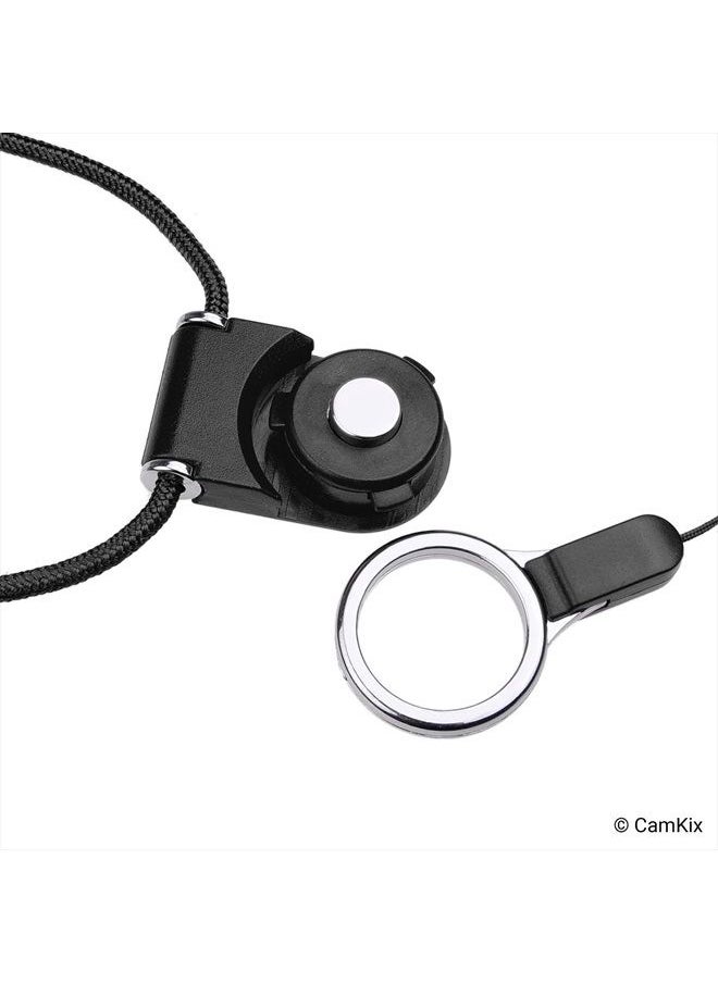 CamKix - 2X CamKix Camera Shutter Remote Control with Bluetooth Wireless Technology - Black+White - Lanyard with Detachable Ring Mount - Pictures/Video Wirelessly at 30 ft Compatible with iPhone/Android - Image 1