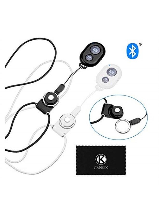 CamKix - 2X CamKix Camera Shutter Remote Control with Bluetooth Wireless Technology - Black+White - Lanyard with Detachable Ring Mount - Pictures/Video Wirelessly at 30 ft Compatible with iPhone/Android - Image 1