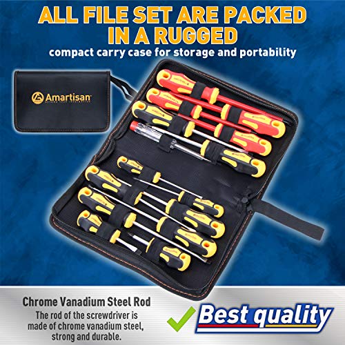 Amartisan 15-Piece Magnetic Screwdrivers Set, 5 Phillips Slotted Tips and Insulated Screwdriver Set (1000V)，Professional Cushion Grip - Image 3