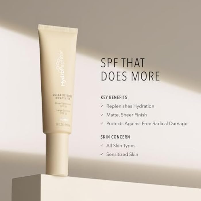 HydroPeptide واقي شمس للوجه من هايدروبيبتيد سولار ديفينس، SPF 50 طيف واسع، غير ملون، مرطب وغني بمضادات الأكسدة، 1.7 أونصة - Image 2