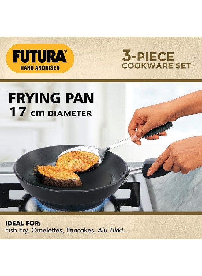 Hawkins Futura 3 Pieces Cookware Gift Set - Hard Anodised Tava, Frying Pan and Kadhai with Stainless Steel Lid, Black (24HAGP) - Image 3