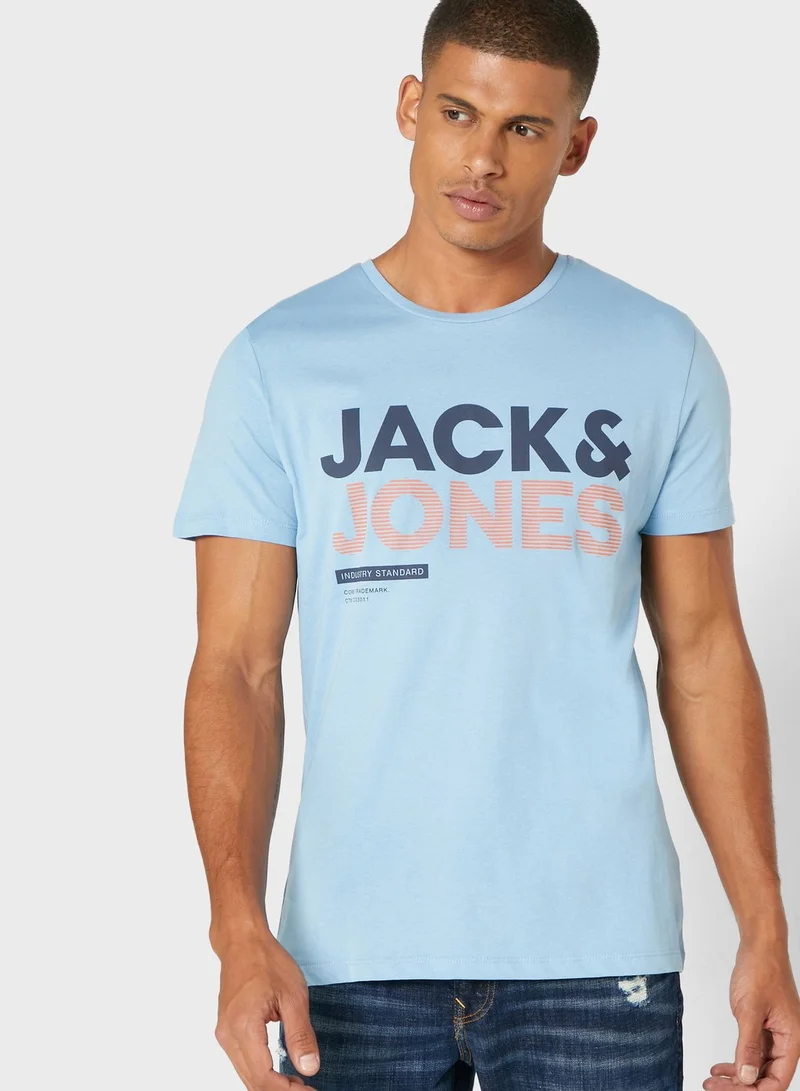 JACK & JONES Logo Regular Fit Crew Neck T-Shirt