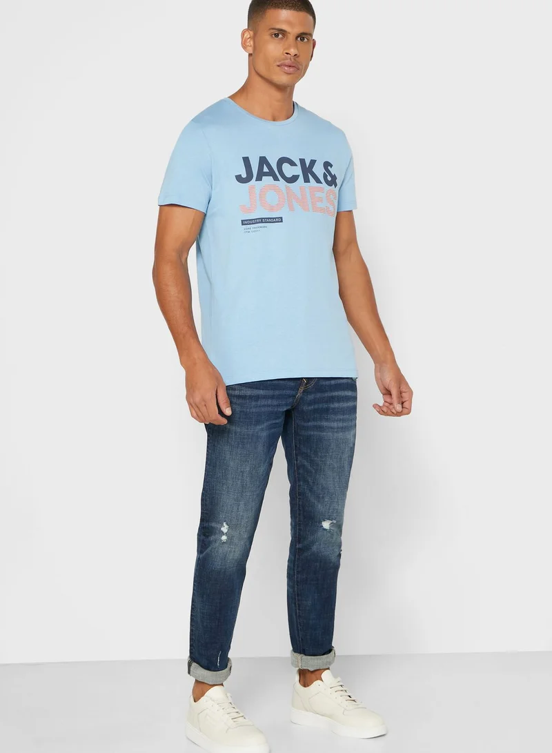 JACK & JONES Logo Regular Fit Crew Neck T-Shirt