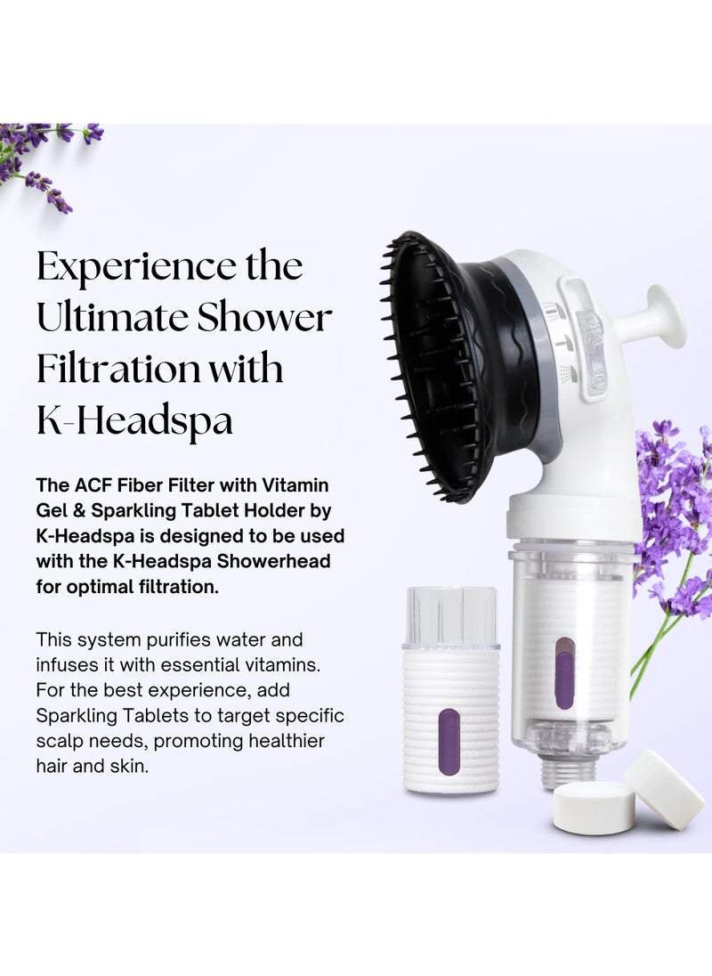 K-HEADSPA K-HEADSPA Korean Shower Head Filter with Activated Carbon Fiber & Vitamin Gel for Purifying, Scalp Revitalization, and Healthy Hair Growth –  Eliminates Impurities & Harsh Chemicals, Lavender Scent  - Image 4