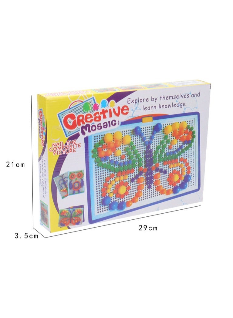 296-Piece Creative Mosaic Jigsaw Puzzle Mushroom Nails Educational Building Blocks Board Game 11.4x8.2x1.4inch - Image 4