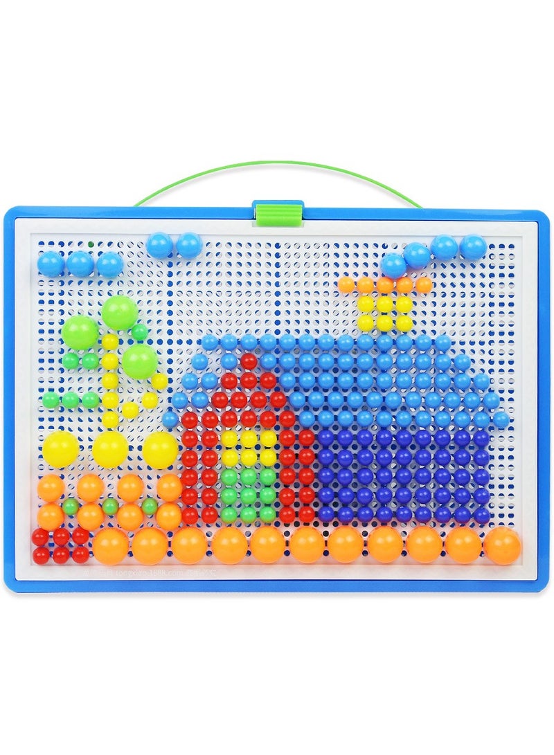 296-Piece Creative Mosaic Jigsaw Puzzle Mushroom Nails Educational Building Blocks Board Game 11.4x8.2x1.4inch - Image 1