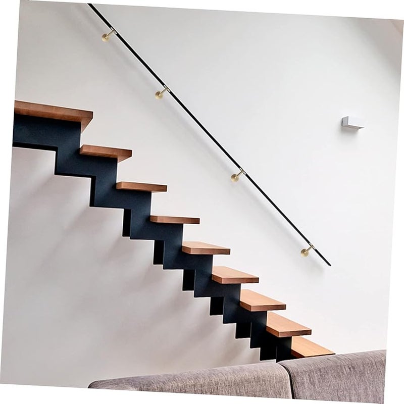 قطعتان من دعامة درابزين الدرج الأسود لدعم الدرجات الخارجية سهلة التركيب بتصميم أنيق - Image 5