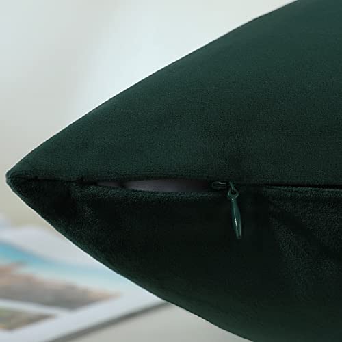 mixeoo Comfy Dark Green Throw Pillow Covers Christmas Decorative Square Solid Thick Velvet Super Soft Cushion Cases Home Decor for Sofa Couch, Set of 2, 18 x 18 Inch - Image 5
