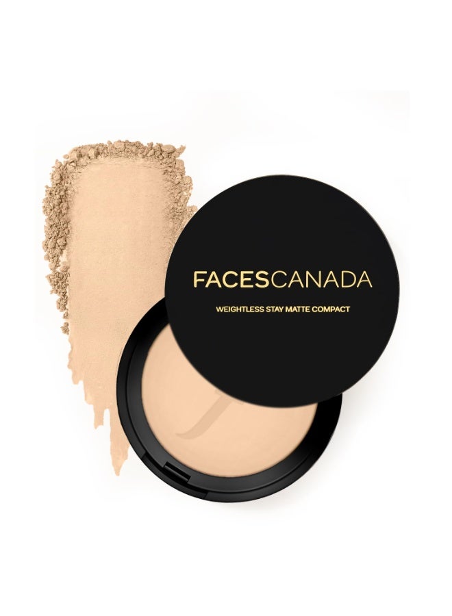 FACESCANADA Weightless Stay Matte Finish Compact Powder - Natural, 9g | Non Oily Matte Look | Evens Out Complexion | Hides Imperfections | Blends Effortlessly | Pressed Powder For All Skin Types - Image 1