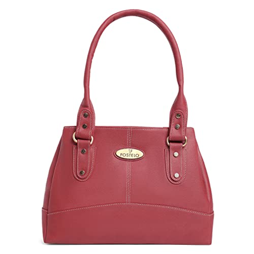 Fostelo Women's Vegan Leather Birdie Handbag Shoulder Hobo Bag Ladies Purse (Maroon) (Large) - Image 1