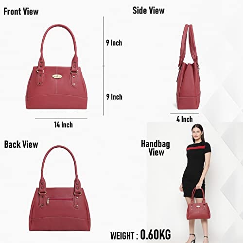 Fostelo Women's Vegan Leather Birdie Handbag Shoulder Hobo Bag Ladies Purse (Maroon) (Large) - Image 3