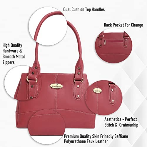 Fostelo Women's Vegan Leather Birdie Handbag Shoulder Hobo Bag Ladies Purse (Maroon) (Large) - Image 2