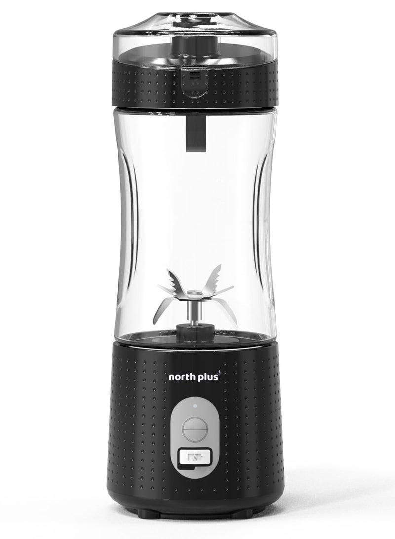 NORTH PLUS NorthPlus ProMix410 Portable Blender for Smoothies & Shakes, USB Rechargeable, 6 Blades, BPA-Free, Travel-Friendly, Compact Design, Ideal for Gym, Home & Office (Black) - Image 1