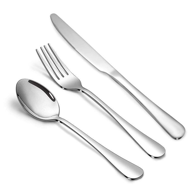 Silverware SetSANTUO Stainless Steel Knives Spoon Forks Set for Home Kitchen and Restaurant Mirror Polished Dishwasher Safe 18pcs Silverware set