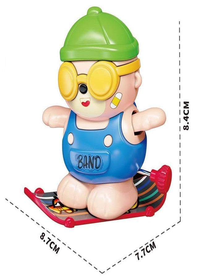 MASIPICKS Small Funny 360 Degree Rotating Skateboard Bear Educational Wind-up Toy for Kids | Educational Skateboard Toy for Kids & Gift (Pack of 3 (Random Colors)) - Image 4