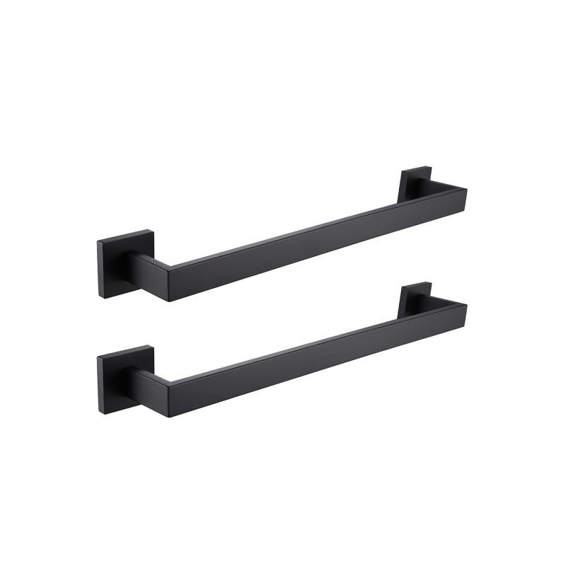 LANC Bathroom Towel Bars Matte Black 16Inch Towel Rail Square Towel Racks Bathroom Kitchen Hand Towel Holders Total18 Stainless Steel Wall Mount Towel Hanger Towel Rods 2 PackA88044MB