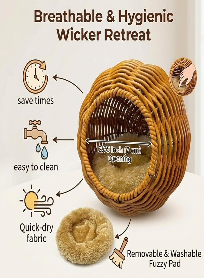 JIX SDFFAY Rattan Bird Nest Chewproof Steel Frame Parakeet Nesting House for Cage, Small Bird Hammock Parrot Sleeping Bed with Soft Mat for Cockatiels Budgerigars Finches Canaries - Image 3