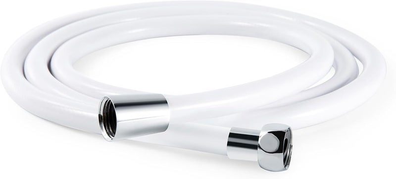 خرطوم الدش OFFO UltraFlex الفاخر PVC للحمام رأس دش محمول مرن مع إدخال نحاسي وصمولة للاستحمام الحيوانات الأليفة 80 بوصة أبيض ناعم